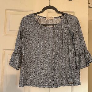 Michael Kors Black and White Patterned Blouse